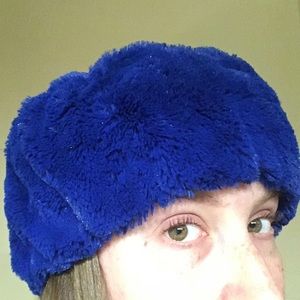 Faux Smurf Blue Fur Russian Mushroom Style Hat